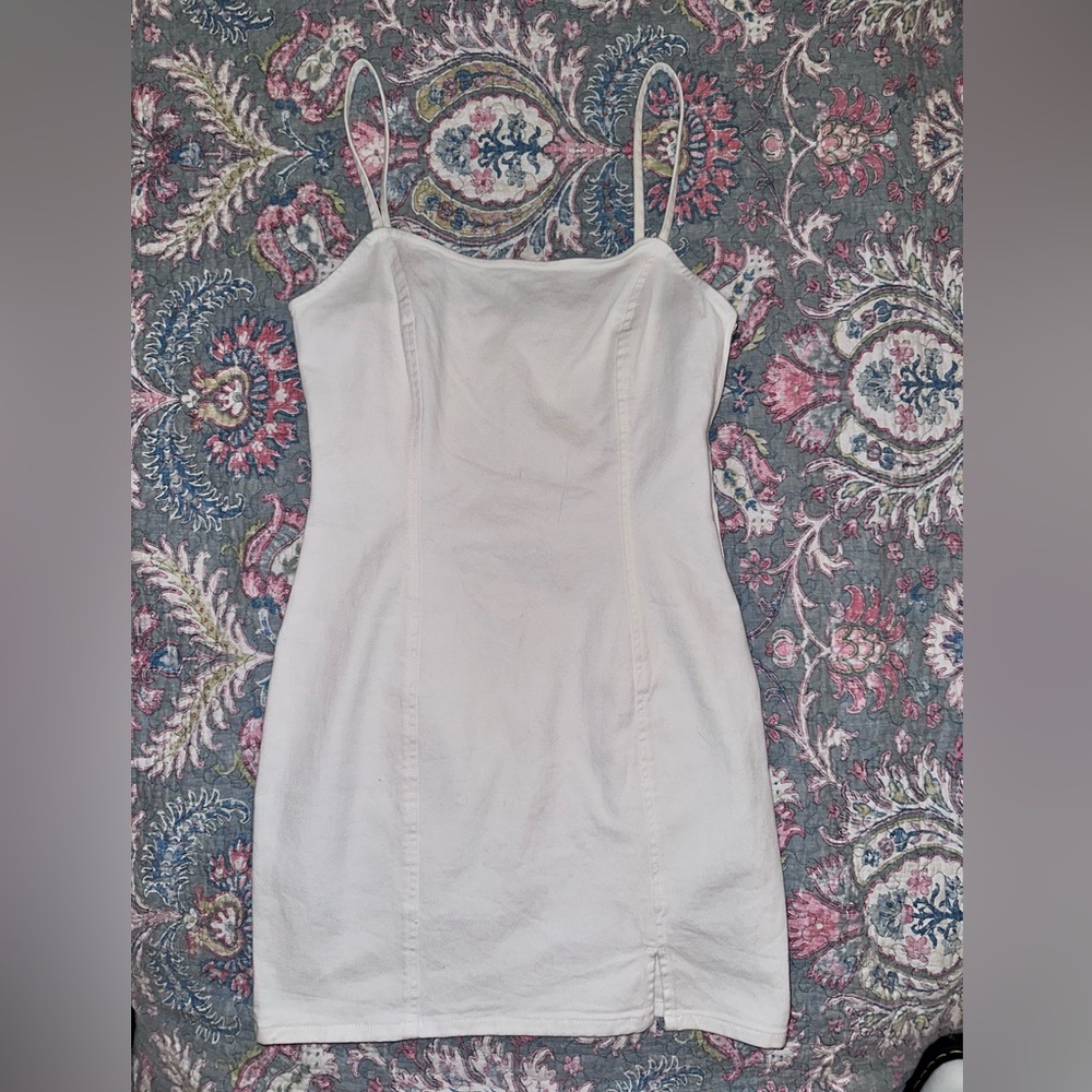 White denim mini dress